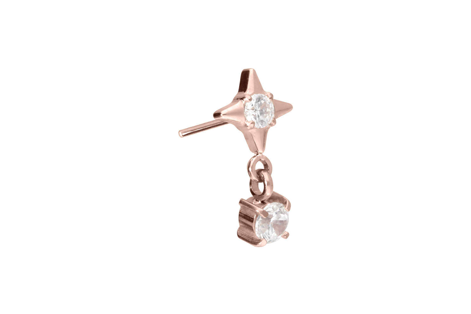 Titan Aufsatz mit Push Pin STERN + KRISTALL von Piercingline